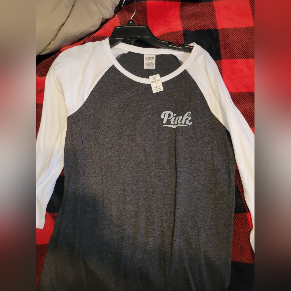 Pink 3/4 baseball tee